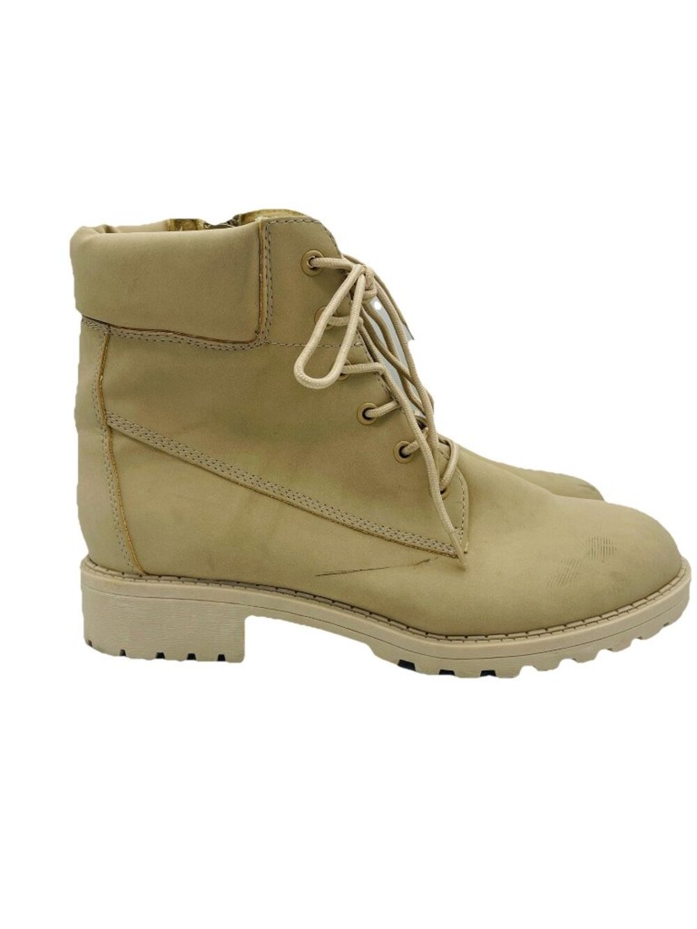Jellypop Shoes Womens Size 10 M Tan Zip Lace up Combat Boots Comfort Warm